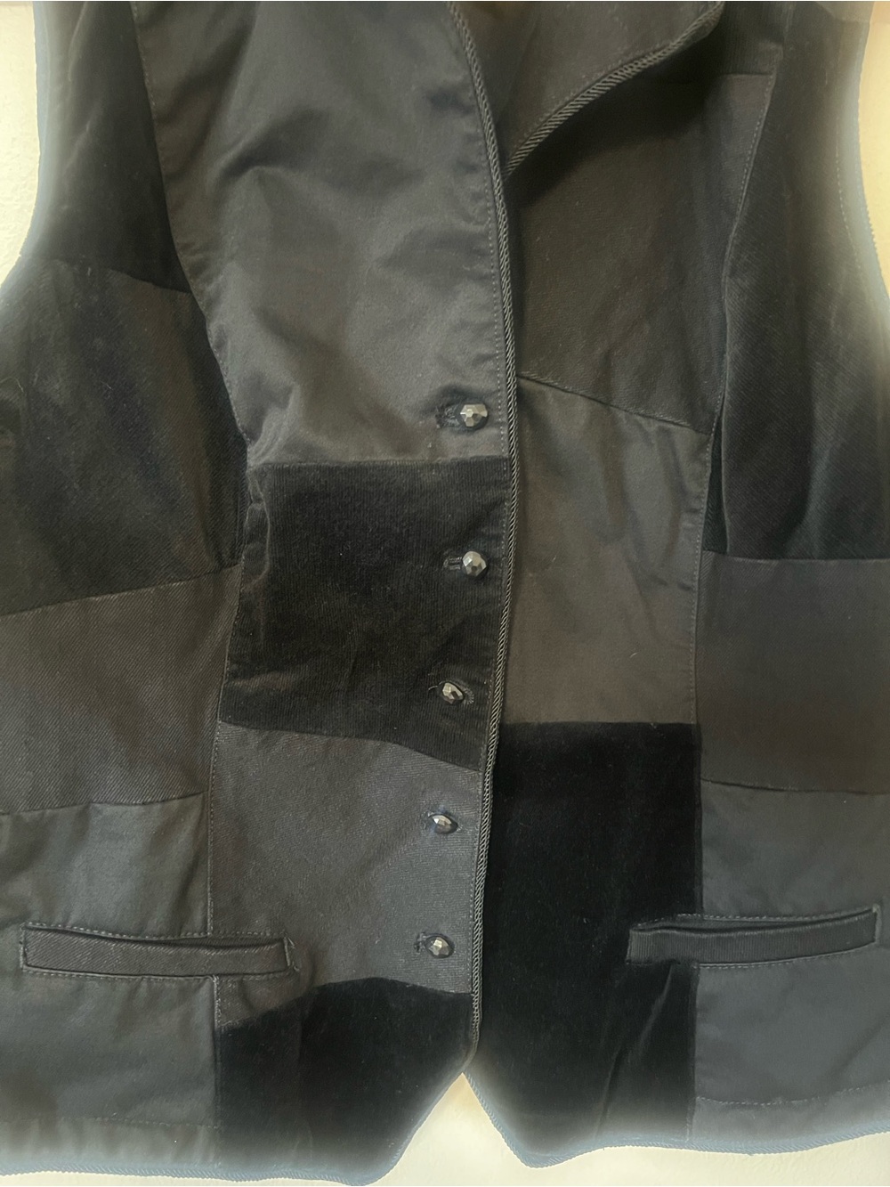 Ralph Lauren Jeans Co Black Patchwork Velvet Tailored Vest Size L Y2K - Picture 3 of 8
